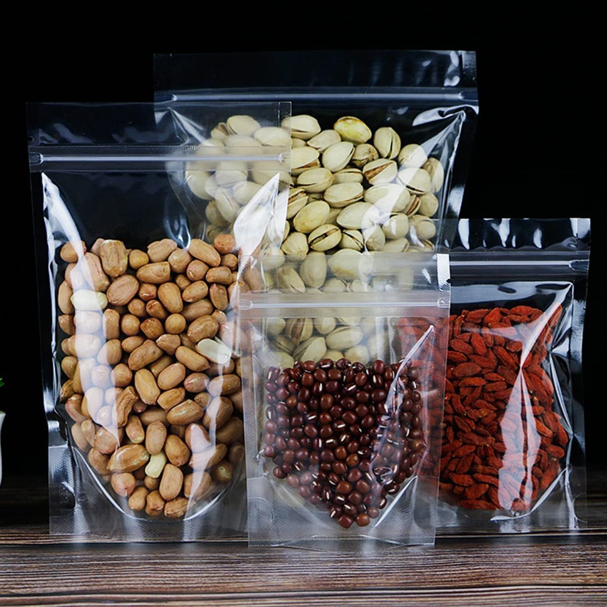 Clear zipper spices transparent stand up zip lock resealable plastic pouch bags with zipper