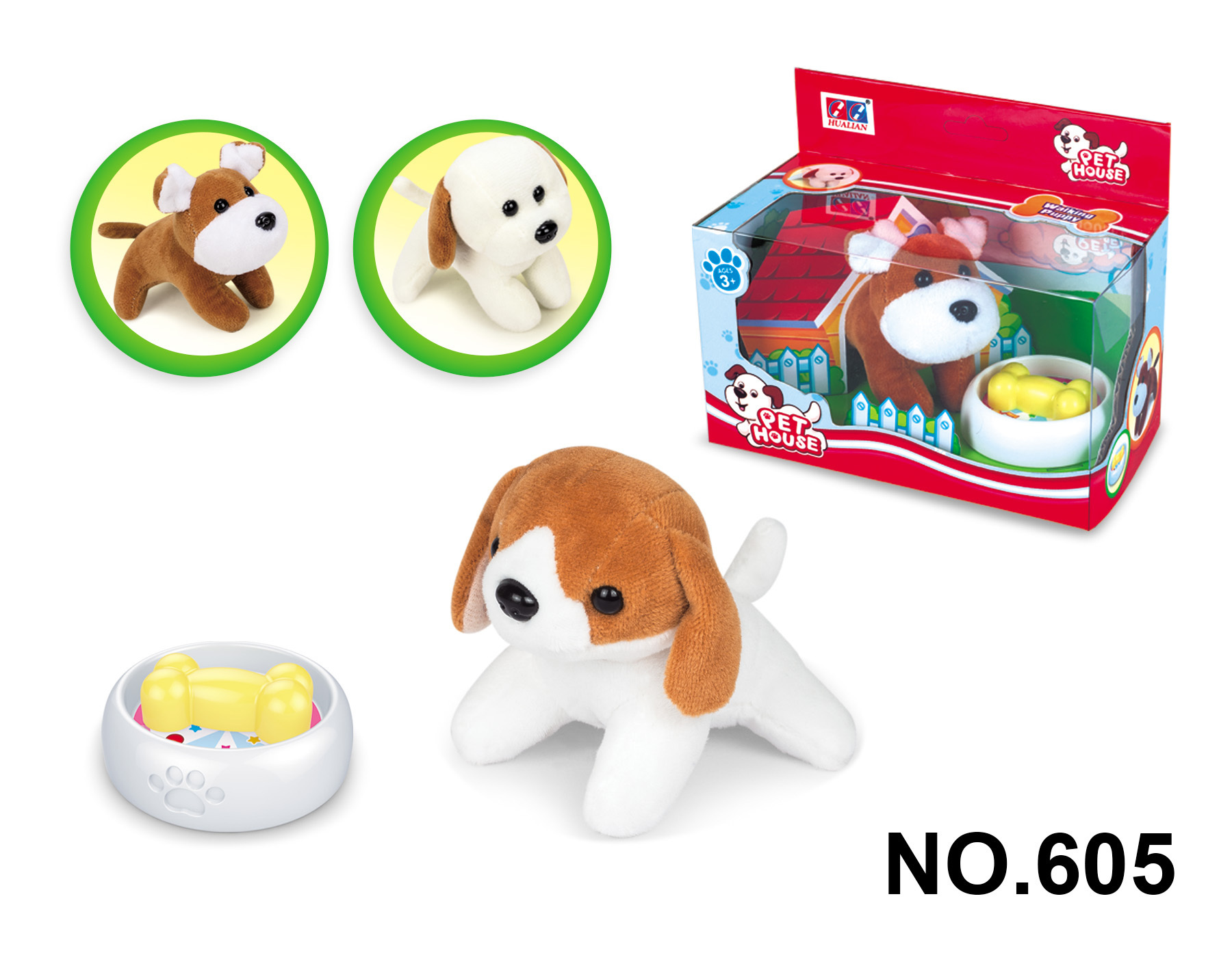 Promotion toys Animal Plush Carrier Set Dog Toy Pet  With Accessory Feeding Game