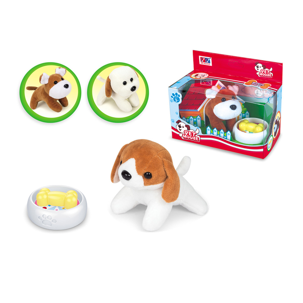 Promotion toys Animal Plush Carrier Set Dog Toy Pet  With Accessory Feeding Game