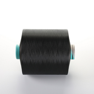 Low Price 100/36/1 Colored Dope Dyed  black virgin Polyester filament Yarn  for knitting and weaving