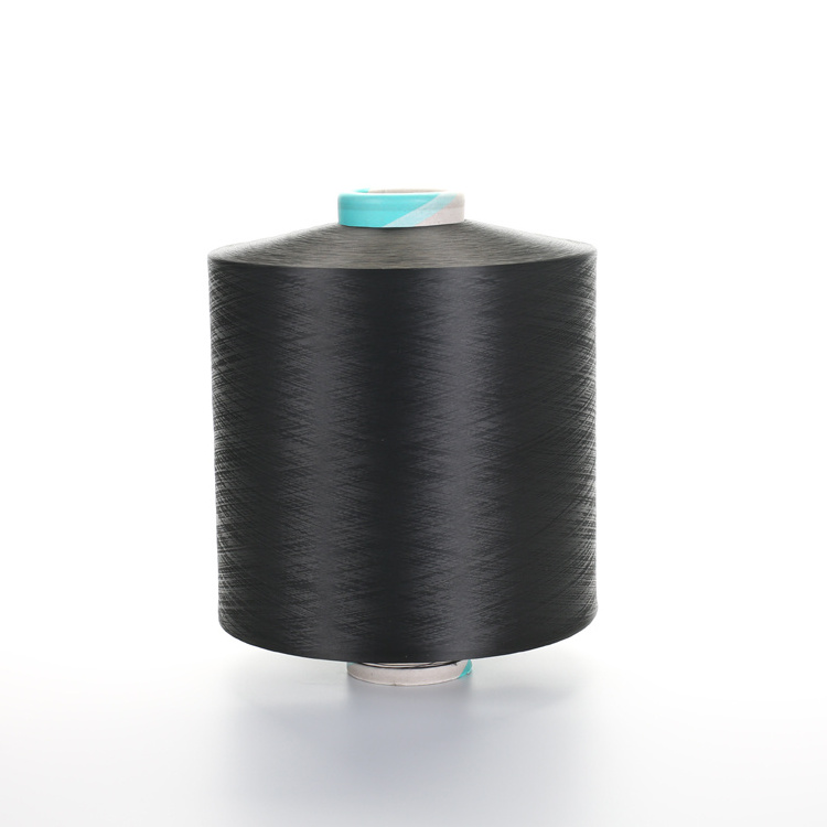 Low Price 100/36/1 Colored Dope Dyed  black virgin Polyester filament Yarn  for knitting and weaving