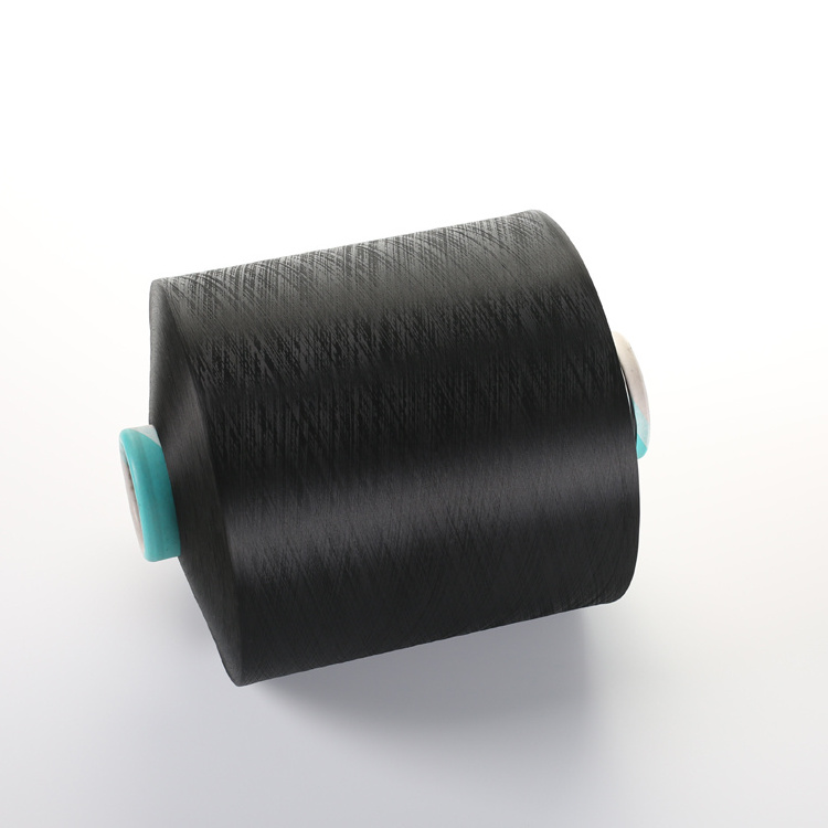 Low Price 100/36/1 Colored Dope Dyed  black virgin Polyester filament Yarn  for knitting and weaving