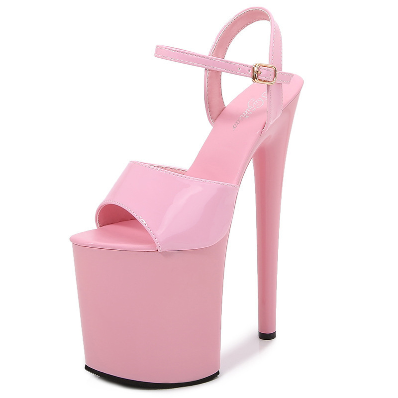 chunky waterproof platform pink 20cm women's high heels, party strippers, fun nightclub shoes