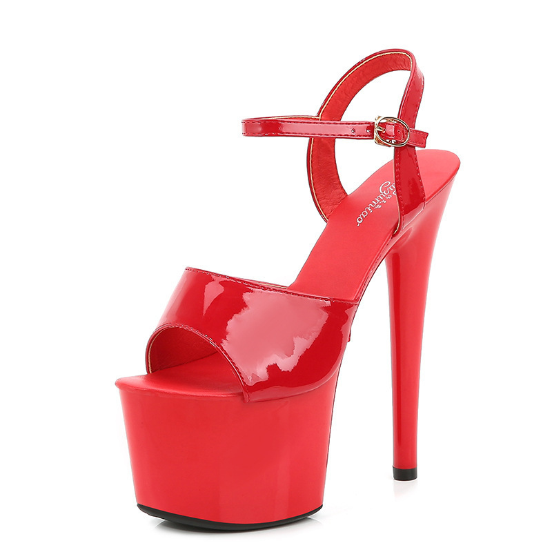 Red Nightclub Steel Pipe Dance Super High 16.5cm Women's High Heels Sexy and Mature Stripper Designer Sandals