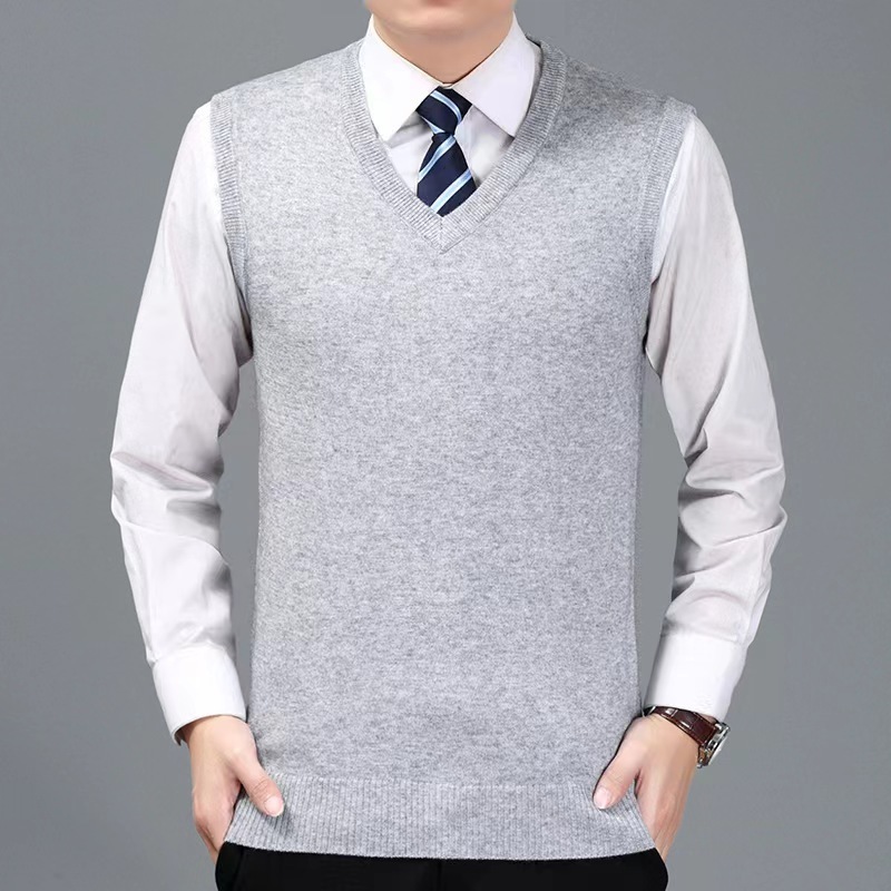 Huachao fashion business style man vest sweater wool soft sweater knit for man custom LOGO pullover sweater vest