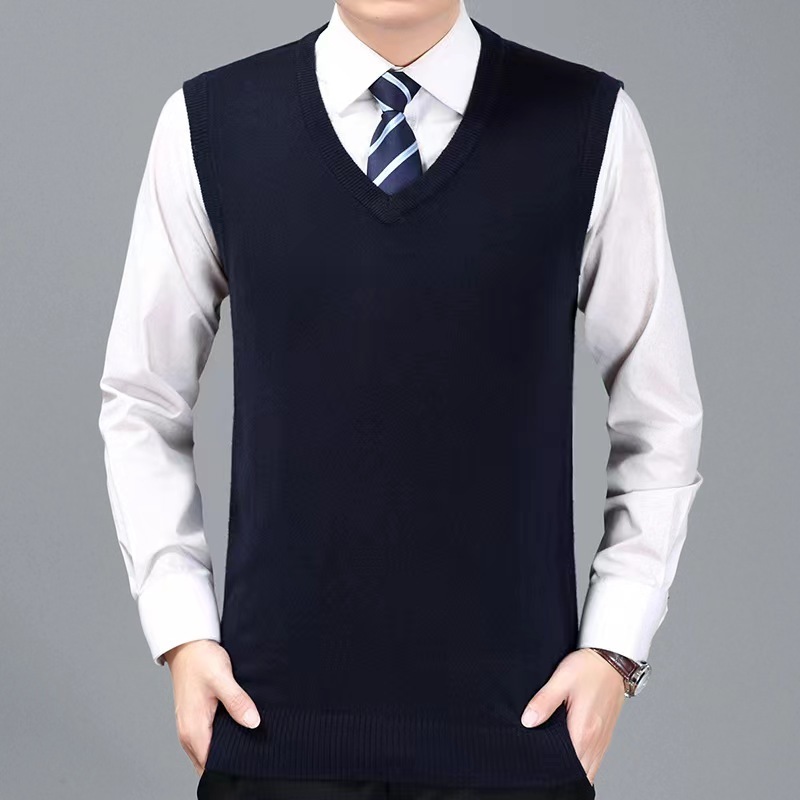 Huachao fashion business style man vest sweater wool soft sweater knit for man custom LOGO pullover sweater vest