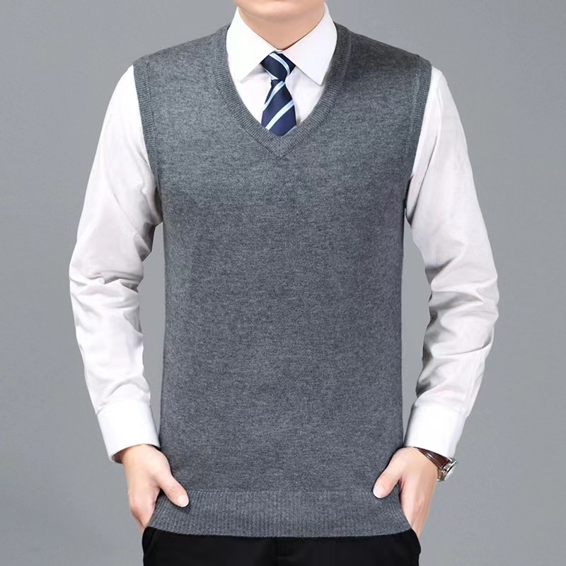 Huachao fashion business style man vest sweater wool soft sweater knit for man custom LOGO pullover sweater vest