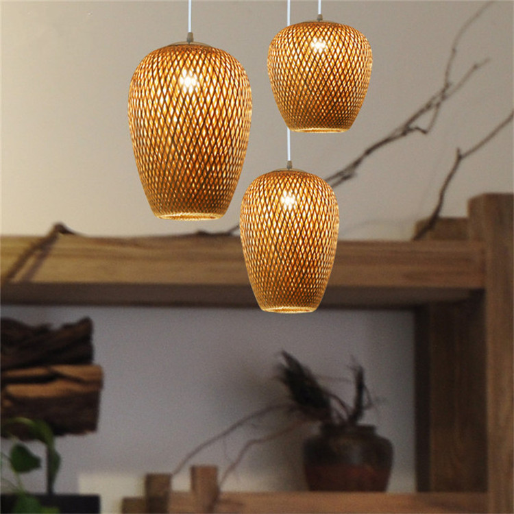 UL listed Chinese style bamboo rattan shade single light Ceiling hanging Pendant Light