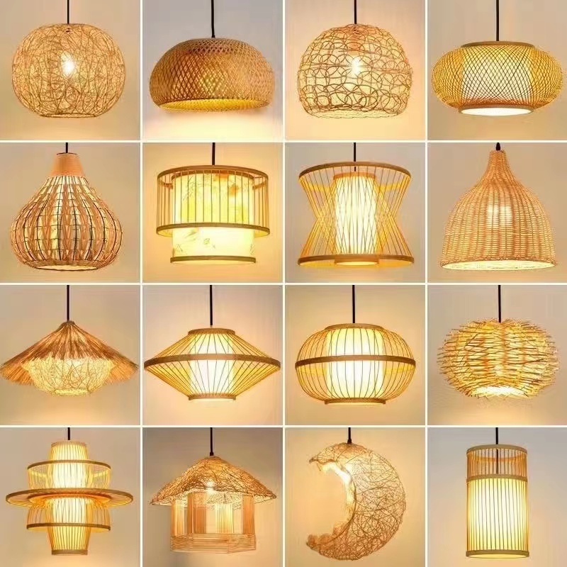 UL listed Chinese style bamboo rattan shade single light Ceiling hanging Pendant Light