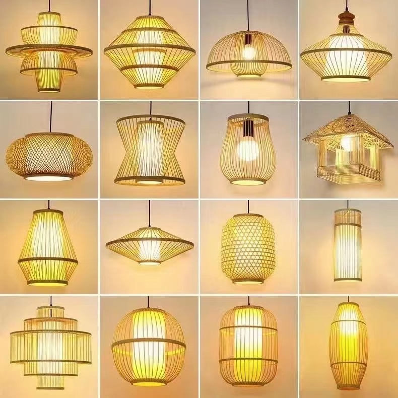 UL listed Chinese style bamboo rattan shade single light Ceiling hanging Pendant Light