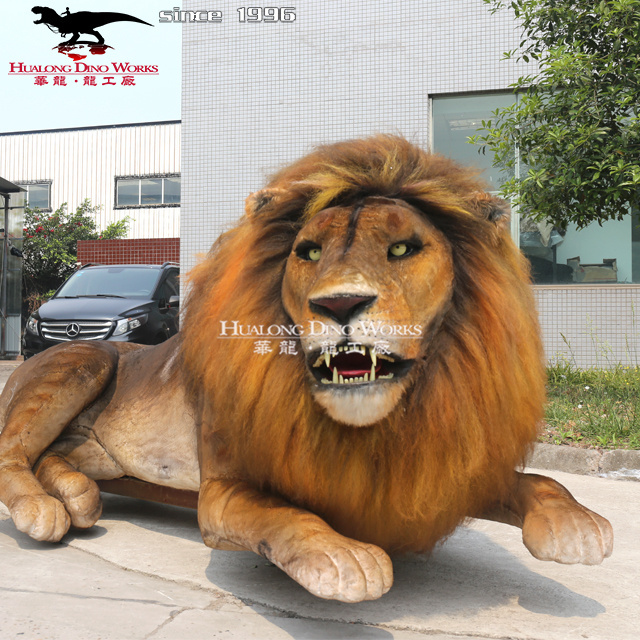 realistic life sized animal model animatronics remote control lion for sale