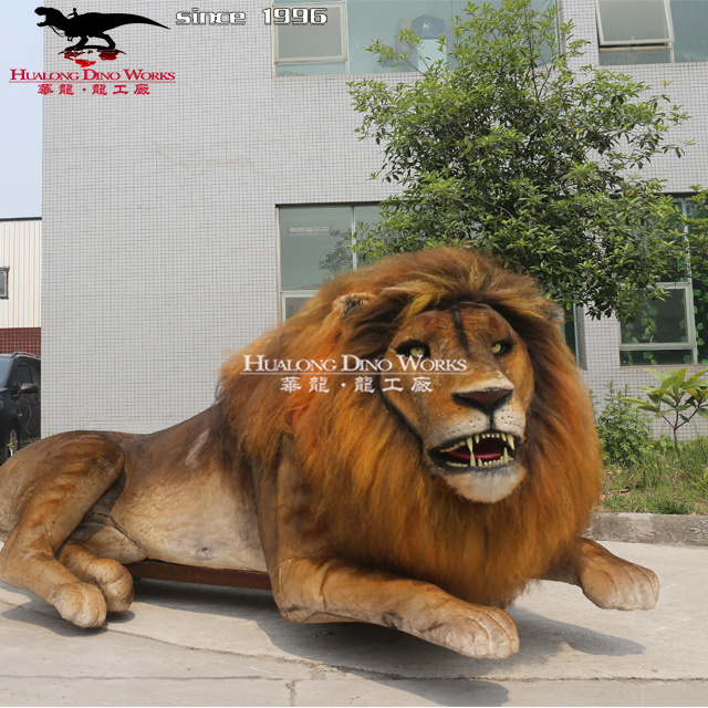 realistic life sized animal model animatronics remote control lion for sale