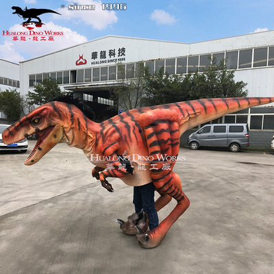 Realistic dinosaur animatronic walking movement of velociraptor costume