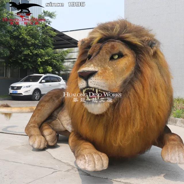 Theme park life size simulation animal animatronic lion