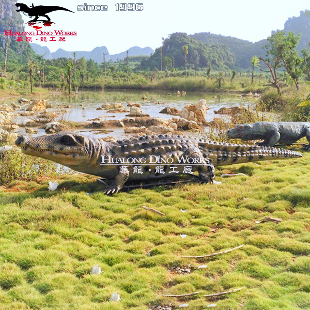 Theme Park Decorative Realistic Animal Model Animatronic Crocodile for Sale