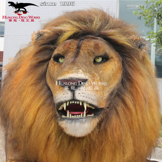 realistic life sized animal model animatronics remote control lion for sale