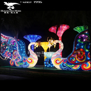 Chinese New Year Lanterns Outdoor Decorations Fabric Lanterns with Led Lights