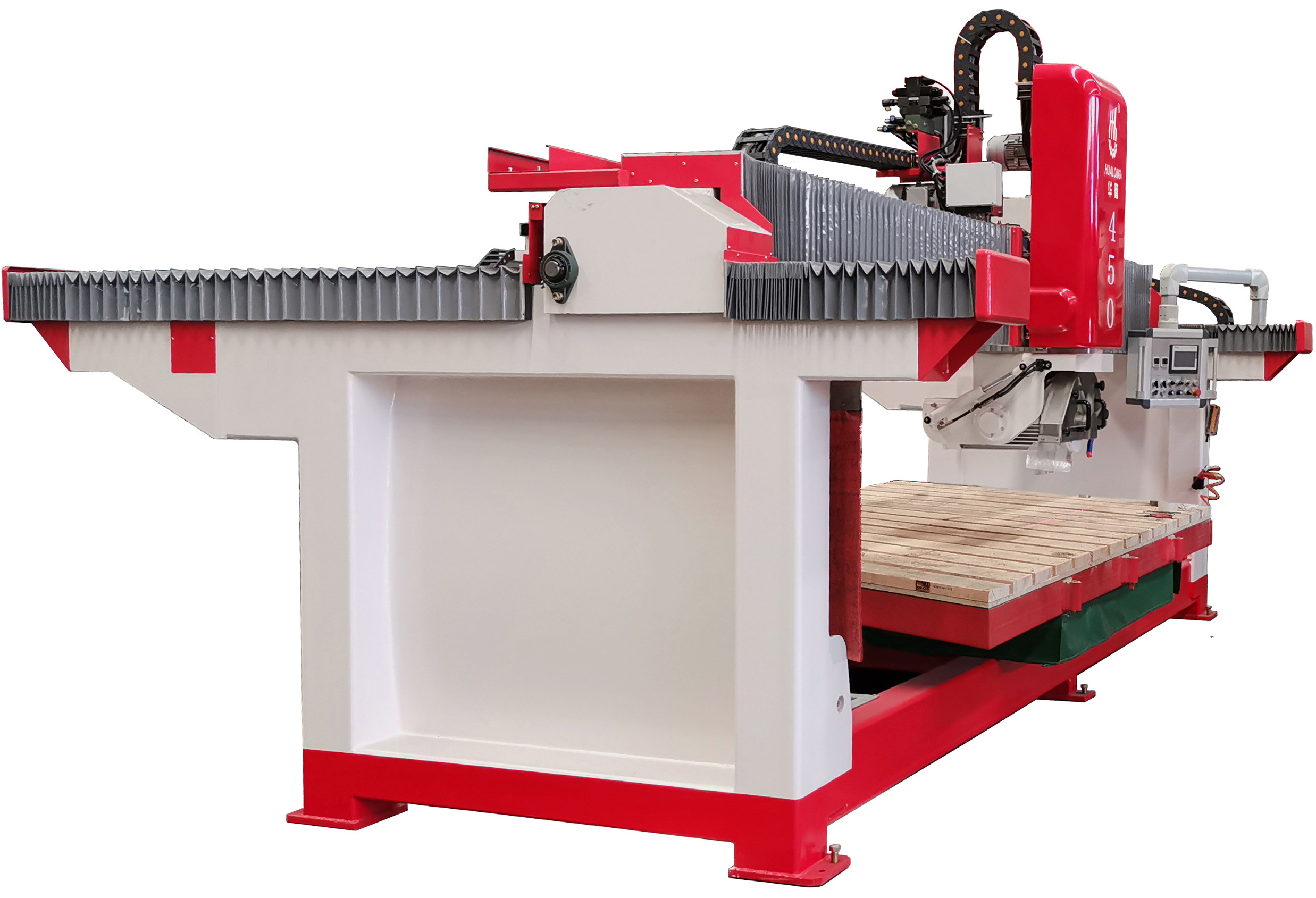 Hualong CE Machinery HLSQ-450 High Speed monoblock cnc granite marble slab tile cutter bridge saw Stone Cutting Machine