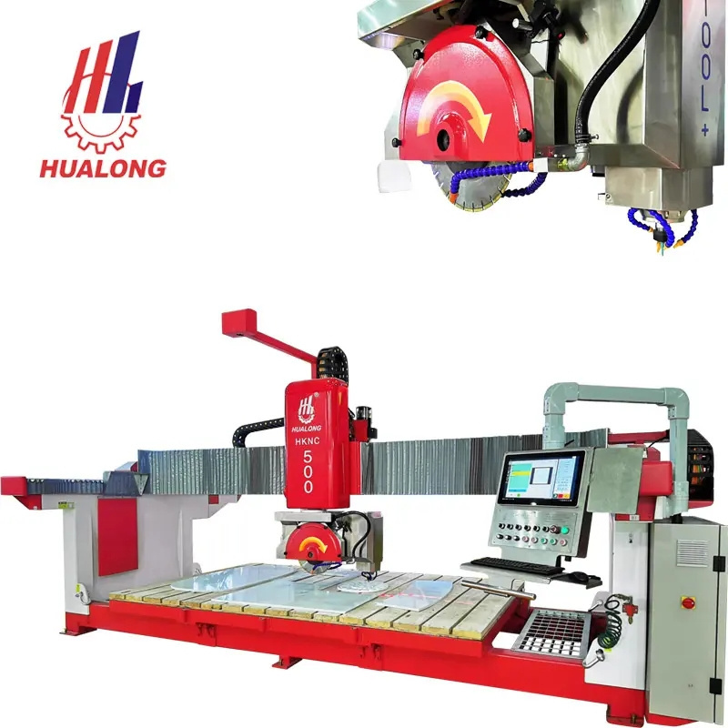 HUALONG stone machine 5 axis stone cnc bridge saw cutter machine for marble granite cutting machines with milling