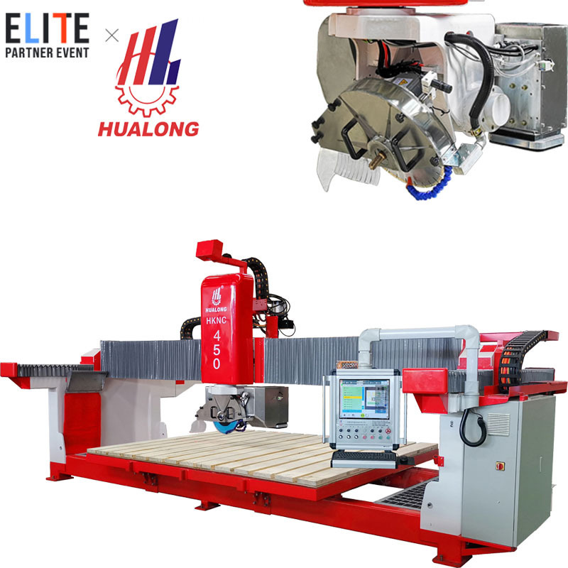 Hualong Italy ESA system 5 Axis Bridge Saw CNC granite cutting machine marble cutting machine