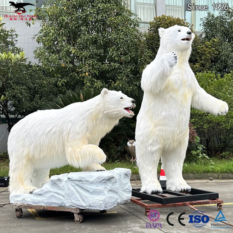 Outdoor decorative electric life size animals Polar bear model