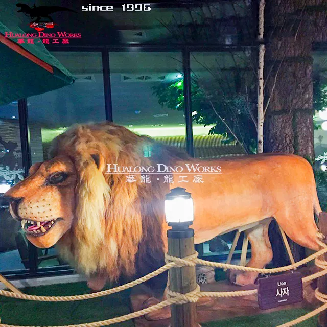 Exhibit public animal sculptures animatronic lion for sale