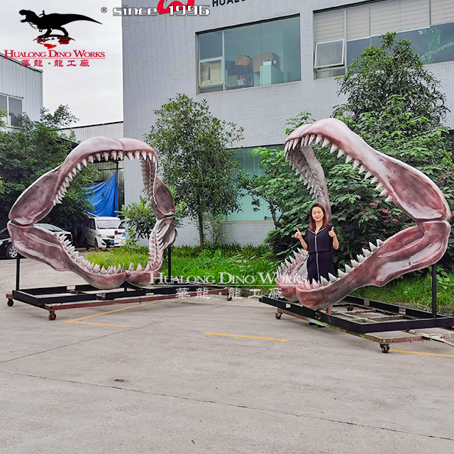 Amusement Park Custom Large Size Attraction Artificial Shark Jaws Skeleton for Sale