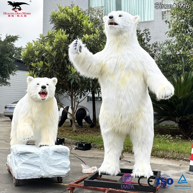 Outdoor decorative electric life size animals Polar bear model