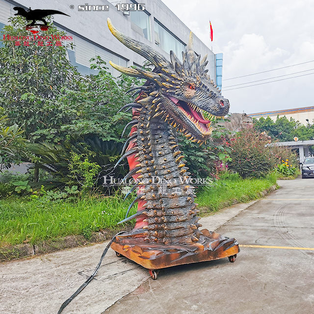 Amusement Park Custom Attraction High Quality Artificial Force Animatronic Dragon Head for Sale