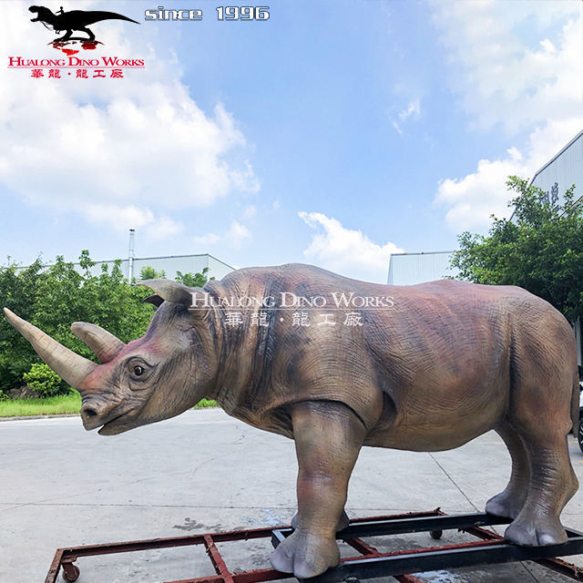 Zoo Exhibition Life Size Realistic Animal Model Animatronic Rhinoceros