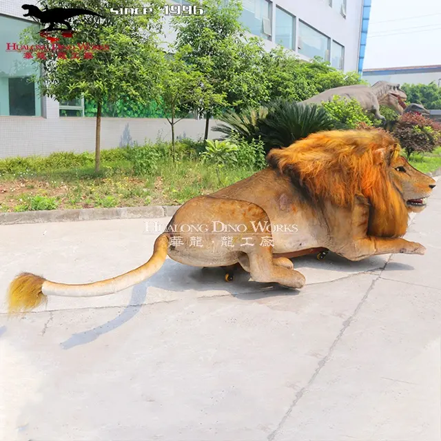 Life size simulation animatronic lion model for amusement park