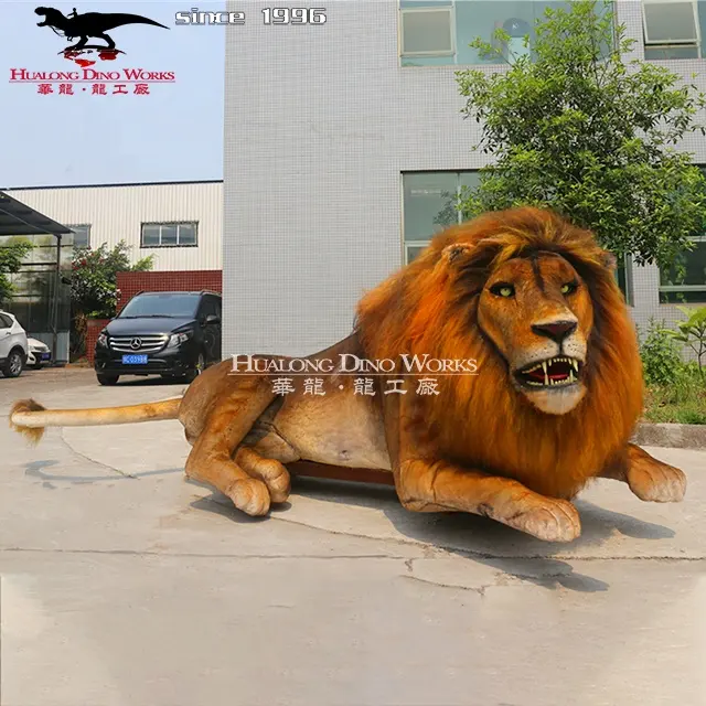 Life size simulation animatronic lion model for amusement park