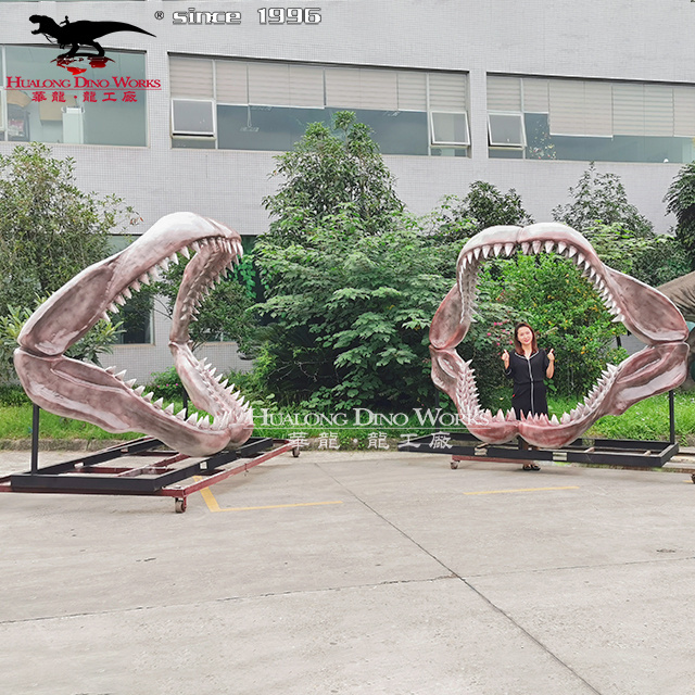 Amusement Park Custom Large Size Attraction Artificial Shark Jaws Skeleton for Sale