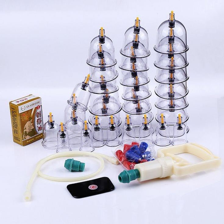 32 Cans Cups Chinese Vacuum Cupping Kit Pull Out Vacuum Apparatus Therapy Relax Massagers Curve Suction Pumps