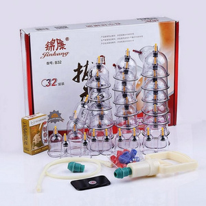 32 Cans Cups Chinese Vacuum Cupping Kit Pull Out Vacuum Apparatus Therapy Relax Massagers Curve Suction Pumps