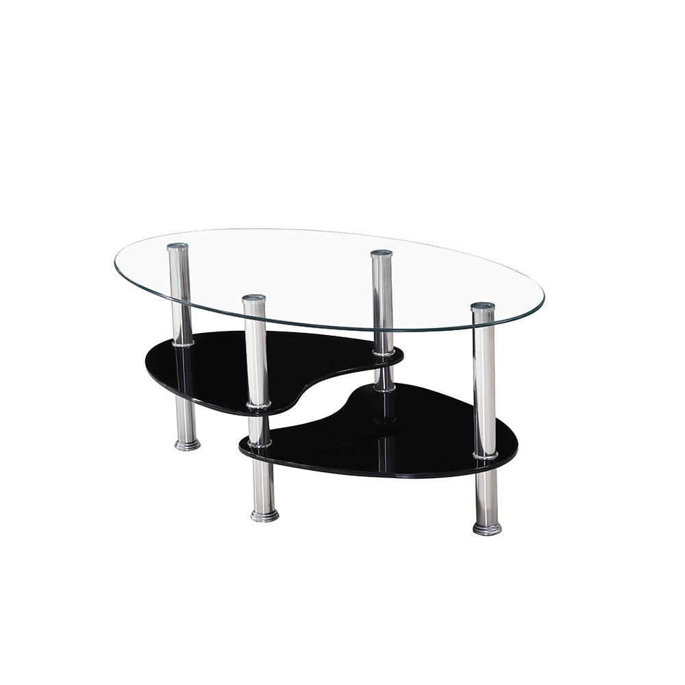 round mirrored modern fancy bent glass top coffee table