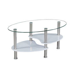 round mirrored modern fancy bent glass top coffee table