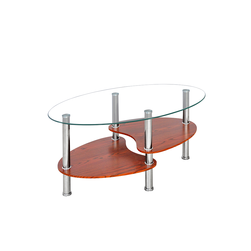 round mirrored modern fancy bent glass top coffee table