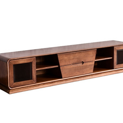 Modern minimalist classic solid wood storage cabinet living room full walnut TV cabinet