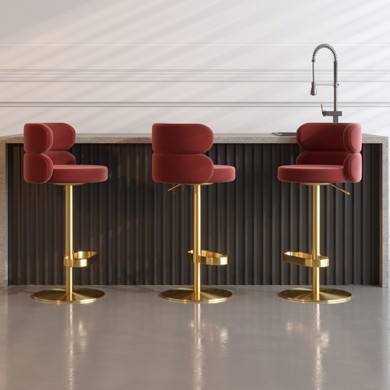 Luxury Modern High Stool Stainless Steel Gold Lift Swivel Bar Chair Leather Restaurant Bar Stools