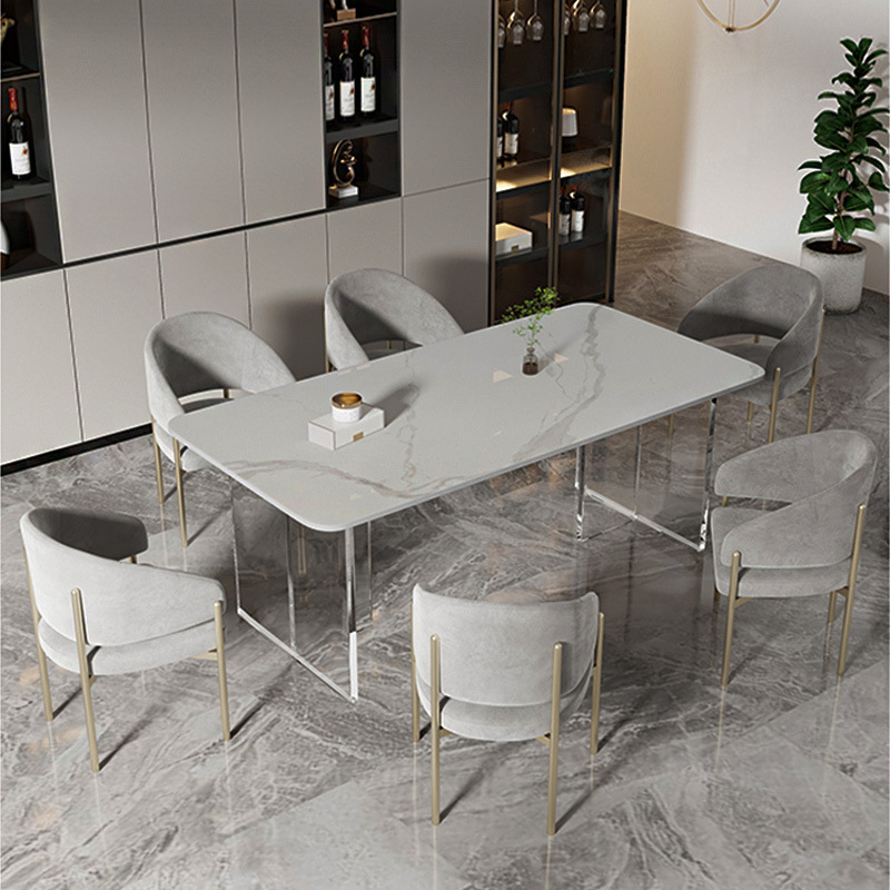 Italian light luxury hotel restaurant cafe furniture stainless steel dining chairs