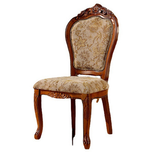 Factory price European style carved dining chairs solid wood hotel furniture banquet chairs