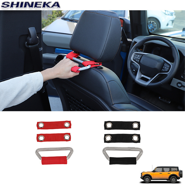 High-quality Car Interior Accessories Metal+Fabric Seat Headrest Handle Black And Red For Ford Bronco 2021+