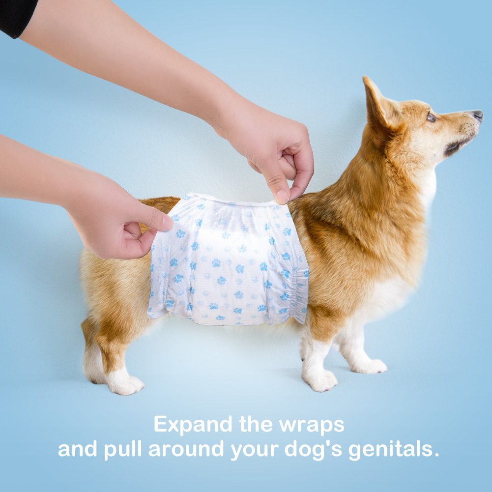 Pet Soft Pet Dog Diapers High Quality Male Dog Soft Disposable Dog Diapers Super Absorbent Diapers 12 PCS/Bag