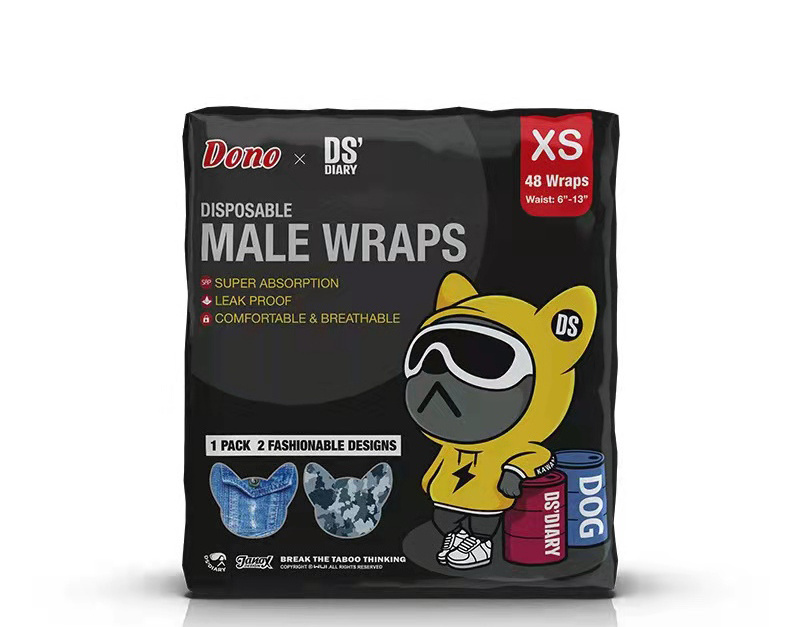 Dono M Size Disposable Male Dog Wraps Doggie Puppy Male Diaper Male Wraps with Super Absorbent Leak-Proof