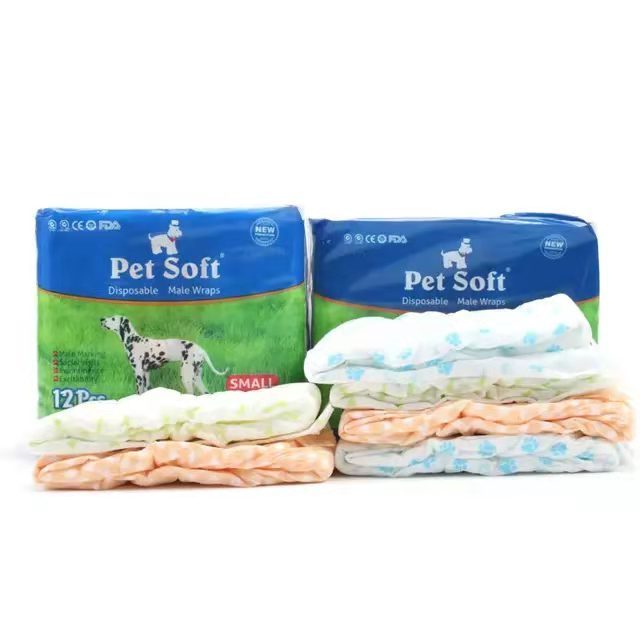 Pet Soft Pet Dog Diapers High Quality Male Dog Soft Disposable Dog Diapers Super Absorbent Diapers 12 PCS/Bag