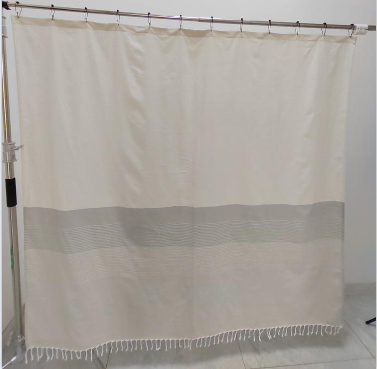 Factory Ready Made cheap Price Boho high quality 100% cotton stripe fashion print shower curtain