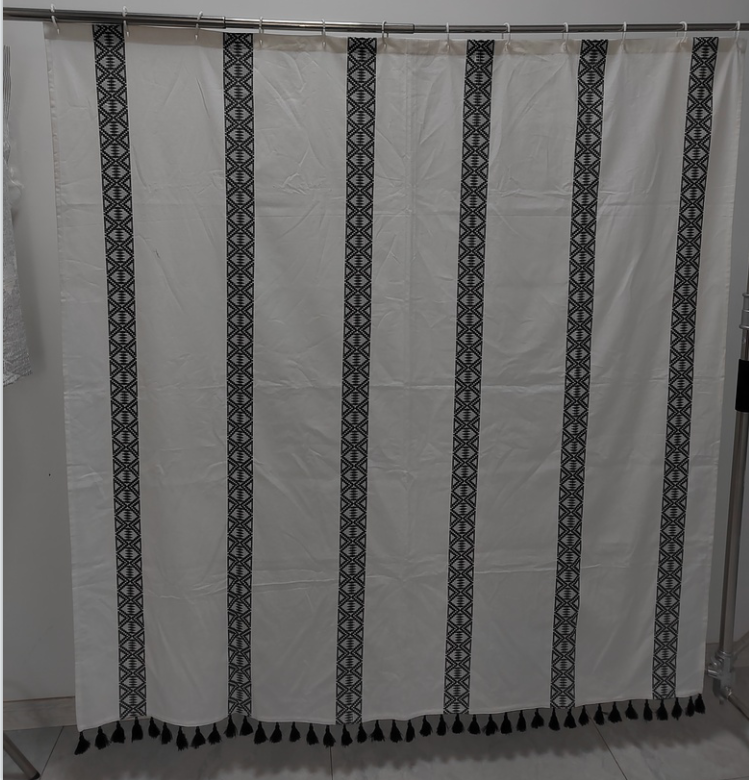 Factory Direct Selling Thick Waffle Weave Shower Curtain 72 inch Hotel Tassel Waterproof Bathroom Shower Curtain