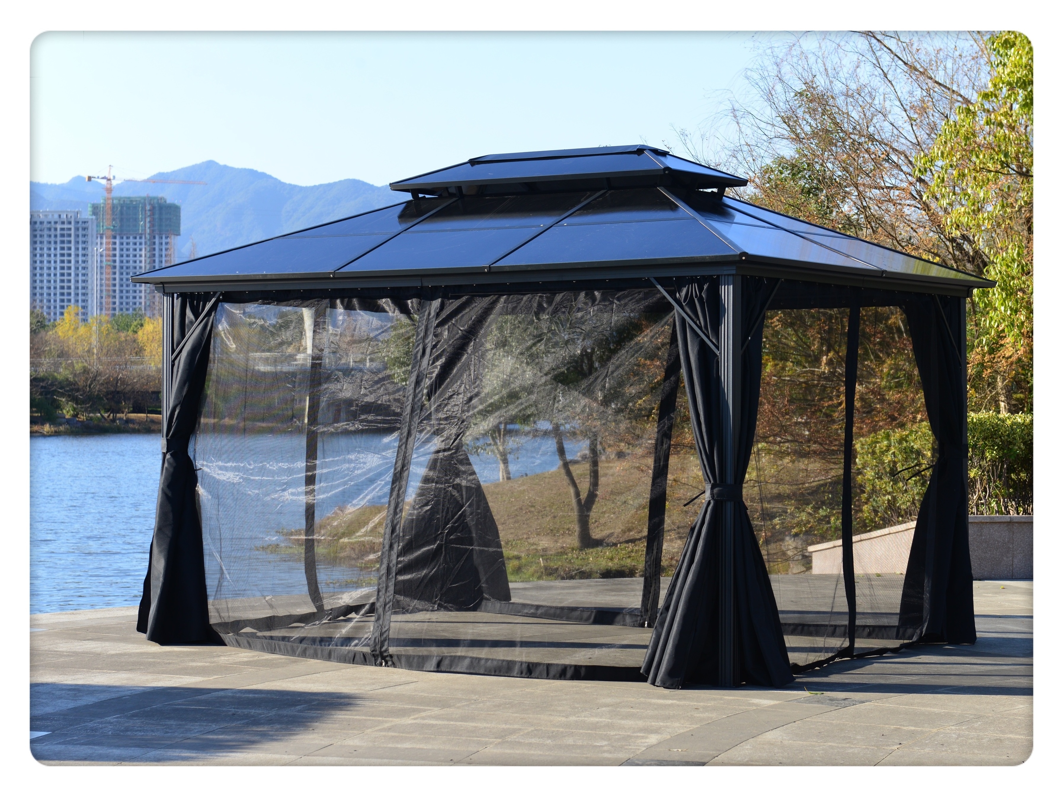 3x4m all season hardtop gazebo solid roof permanent gazebo 10x13ft