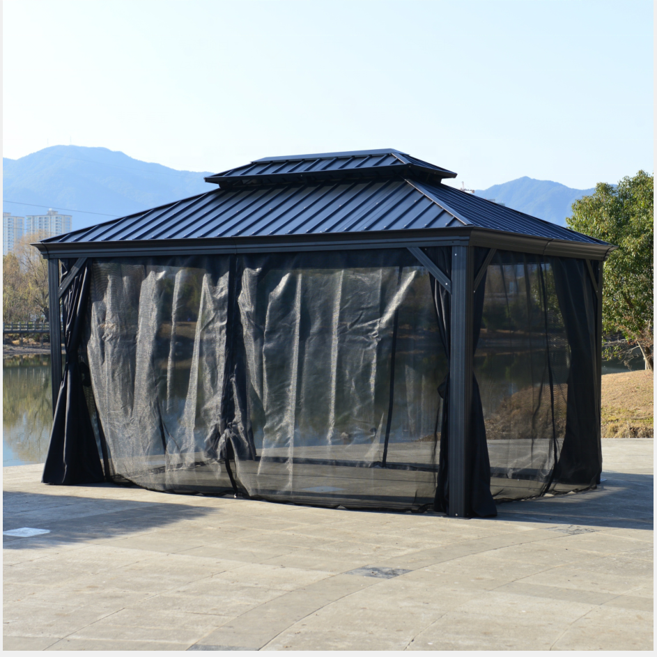 Aluminum  steel roof hard top gazebo 10x13ft permanent gazebo 3x4.2m pavilion house